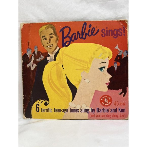 Vintage 1961 Barbie Sings Book & (3) 45 RPM Records - 6 Teenage Tunes Mattel - Picture 1 of 12
